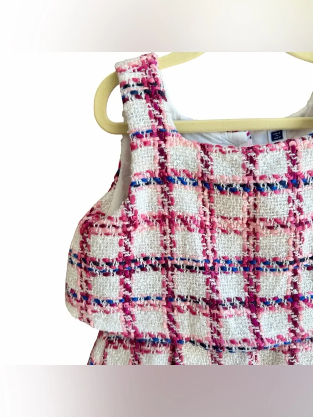 Janie And Jack Girls Tweed Boucle‎ Plaid Dress  Size 6